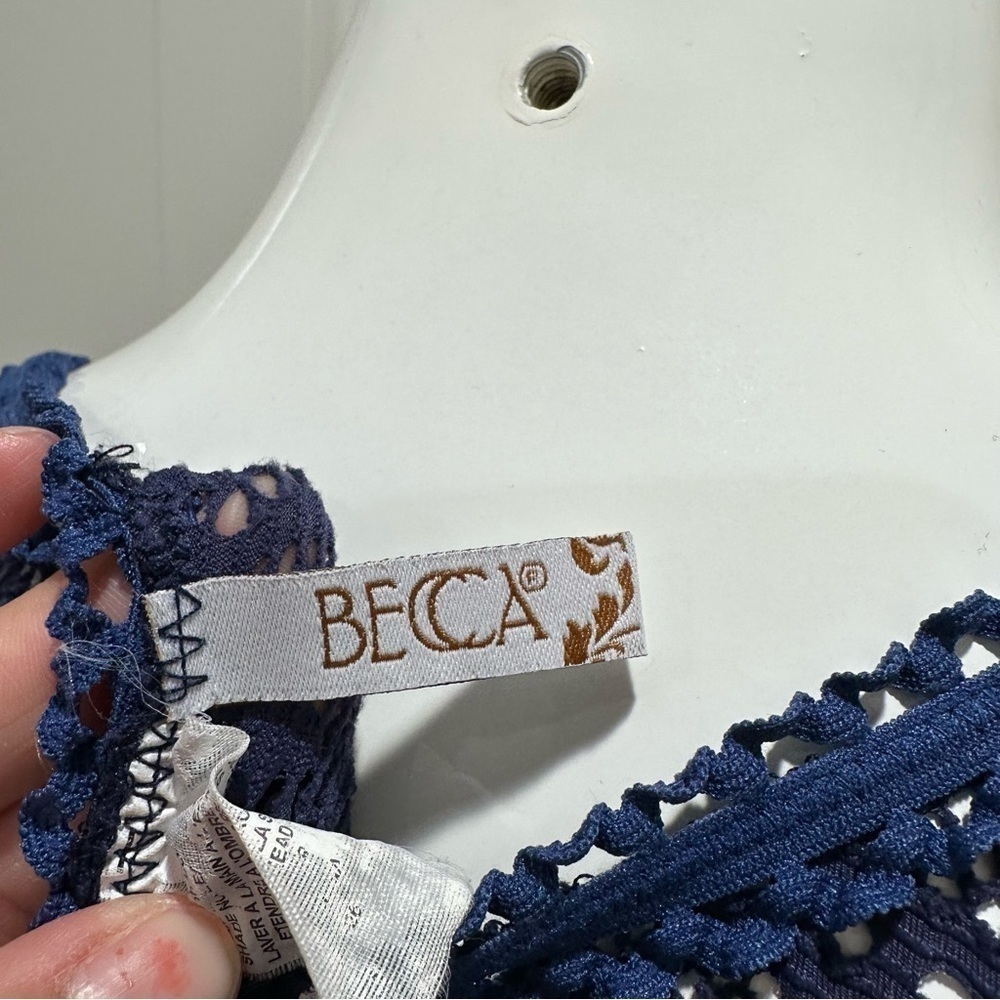 Becca Blue Cold Shoulder Sheer Swim Coverup Size Small - Picture 5 of 5